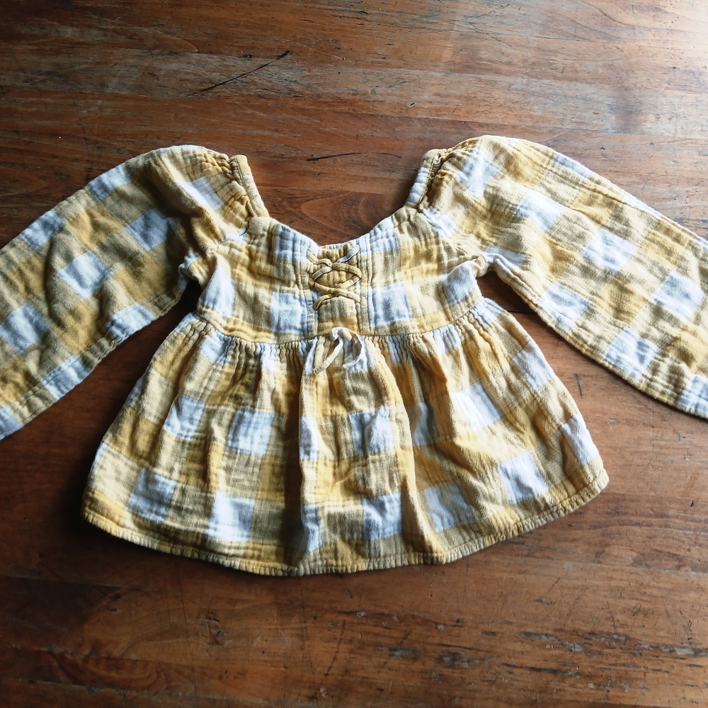 Wonder Nation Yellow and White Plaid Blouse